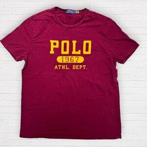 POLO Ralph Lauren Burgundy Crewneck Cotton 1967 ATHL DEPT T-Shirt Mens XL
